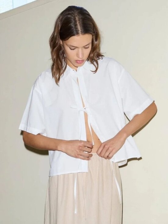 Deiji Studios Tops - Deiji Studios Tie Front Shirt White